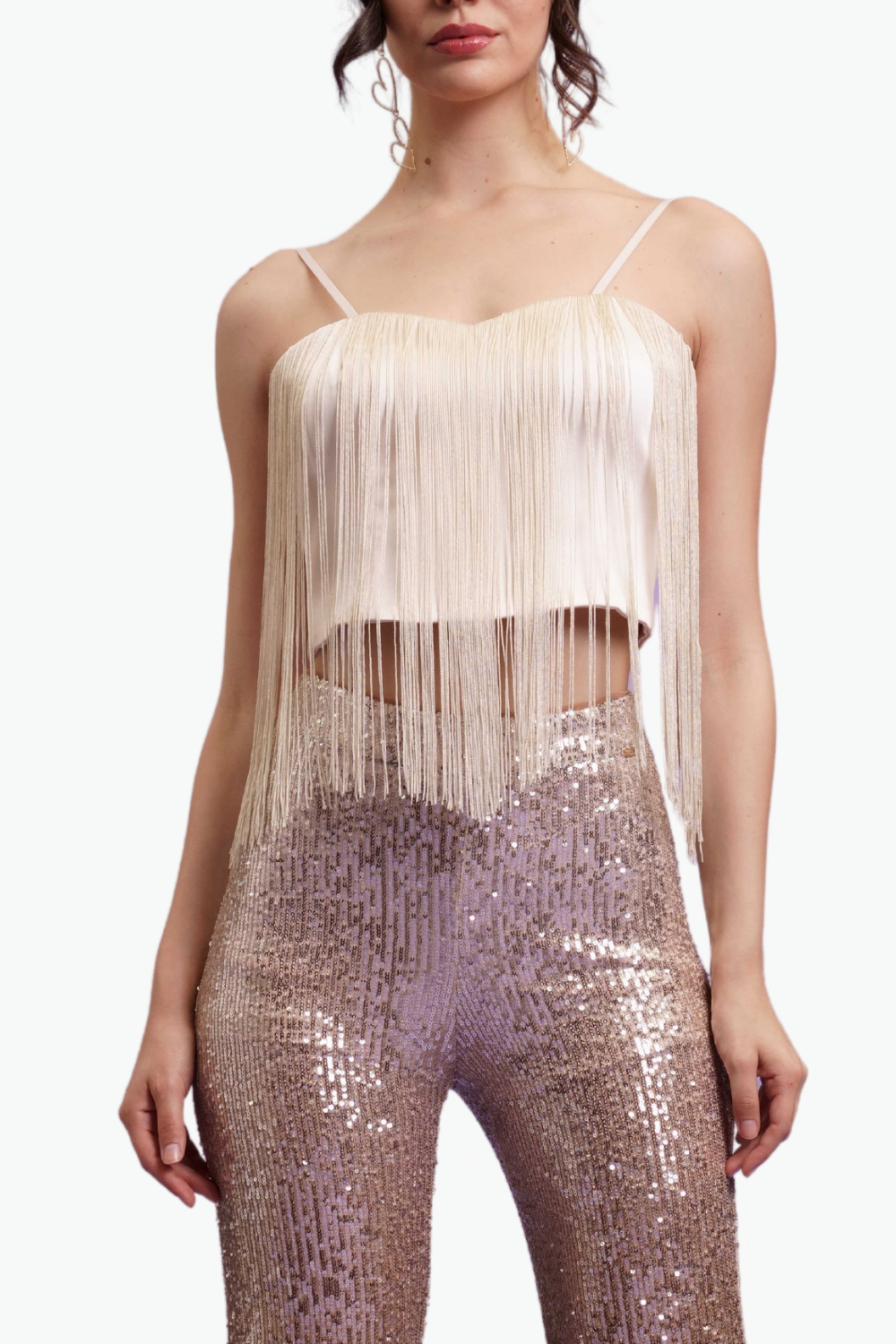 ﻿Nualy BUSTIER CON FRANGIA Spedizione Gratuita