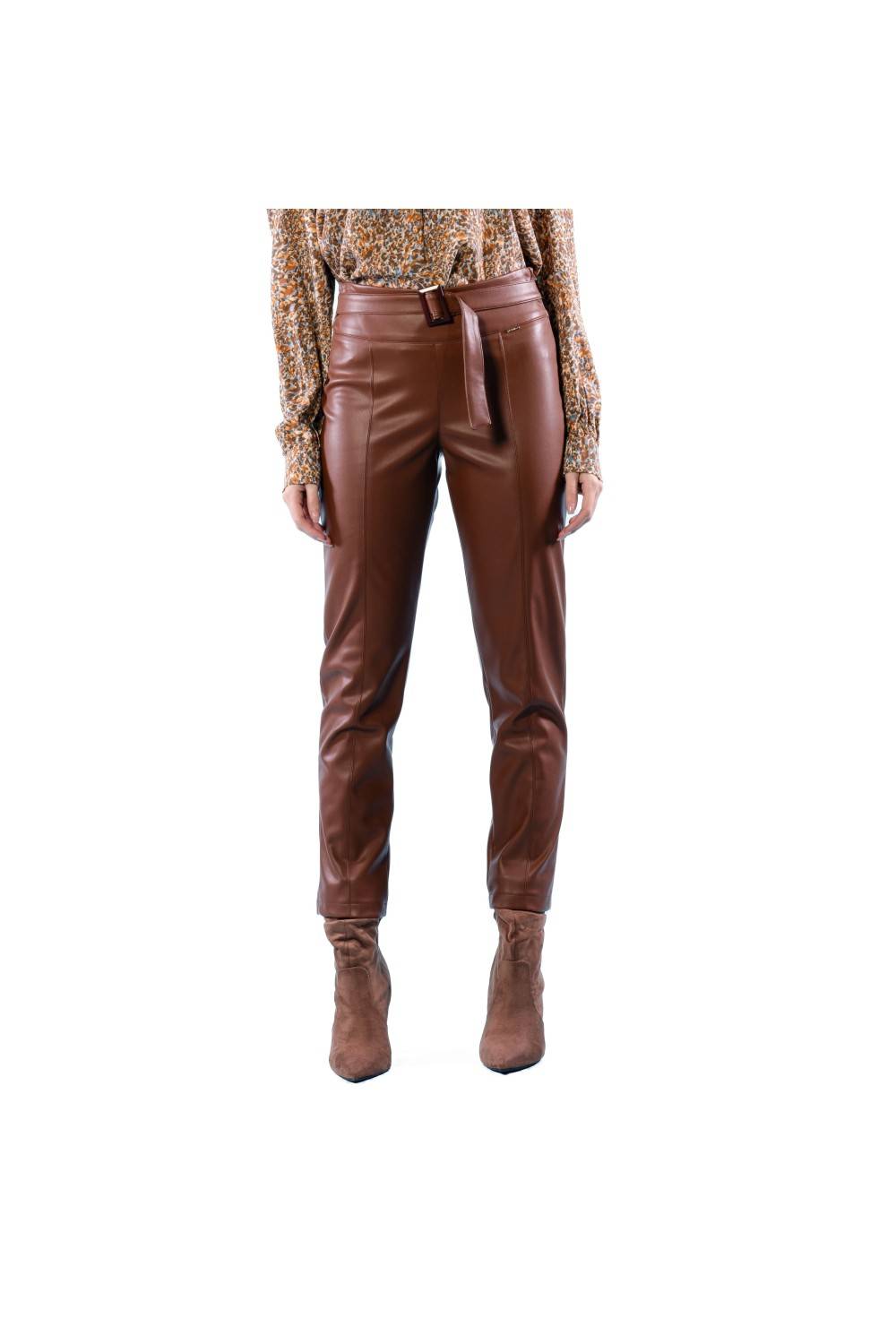 Nualy LEGGINS IN PELLE CON CINTURA Qualità Garantita