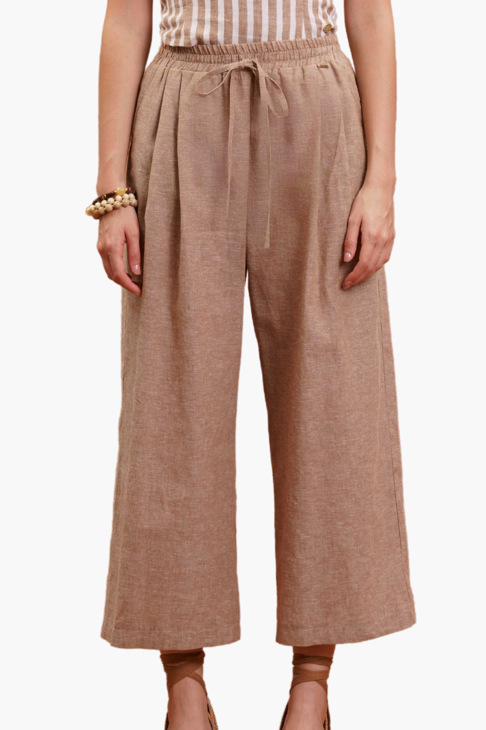 Nualy PANTALONE BARREL IN LINO Italia