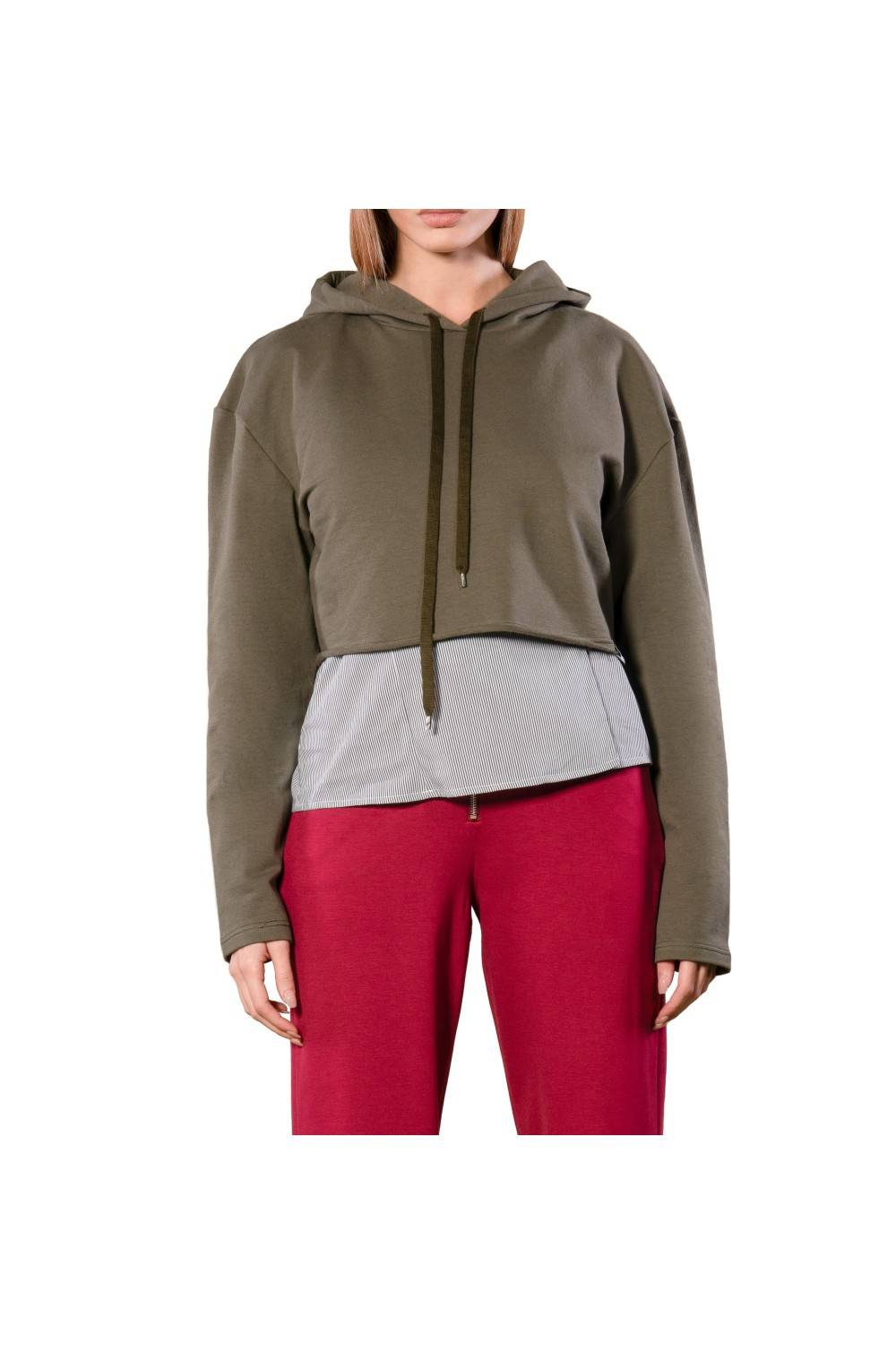 Nualy FELPA CROPPED CON CAPPUCCIO Nuova