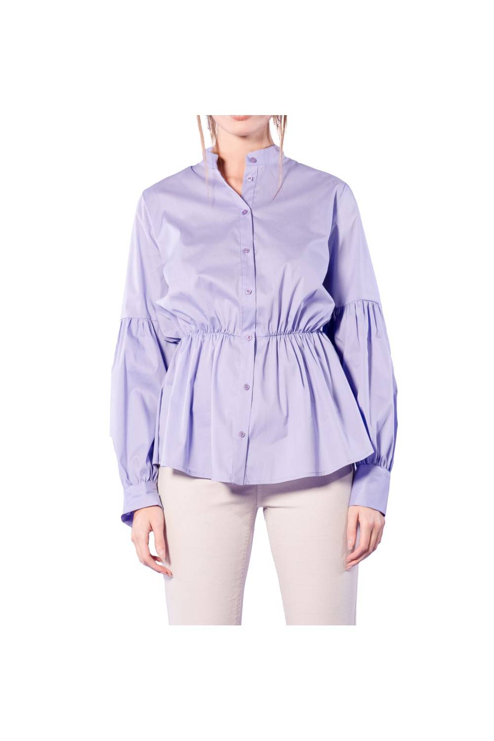 Nualy CAMICIA IN POPELINE CON MANICA A SBUFFO Vendita Economica