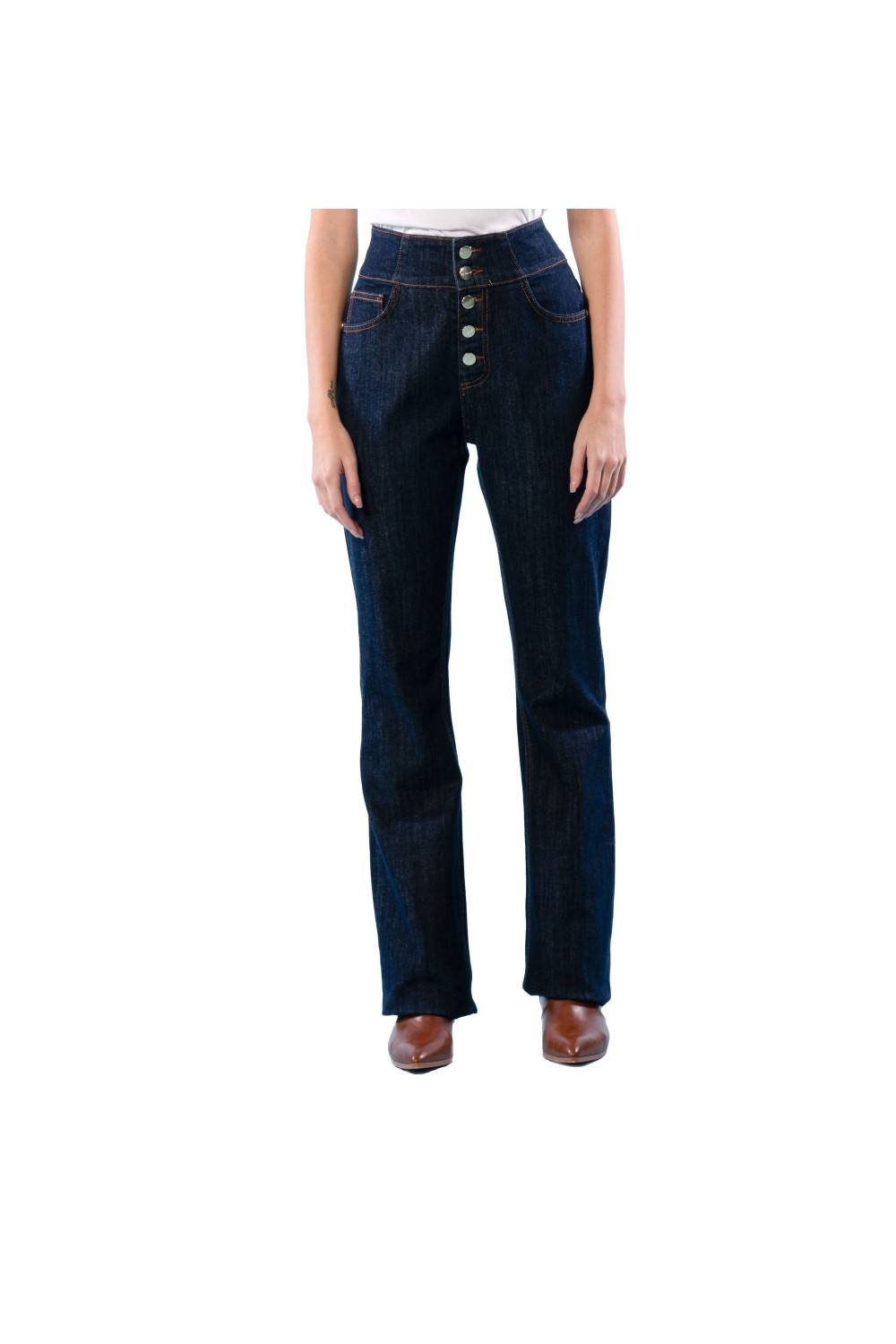 Nualy JEANS A ZAMPA CON BOTTONI Presa