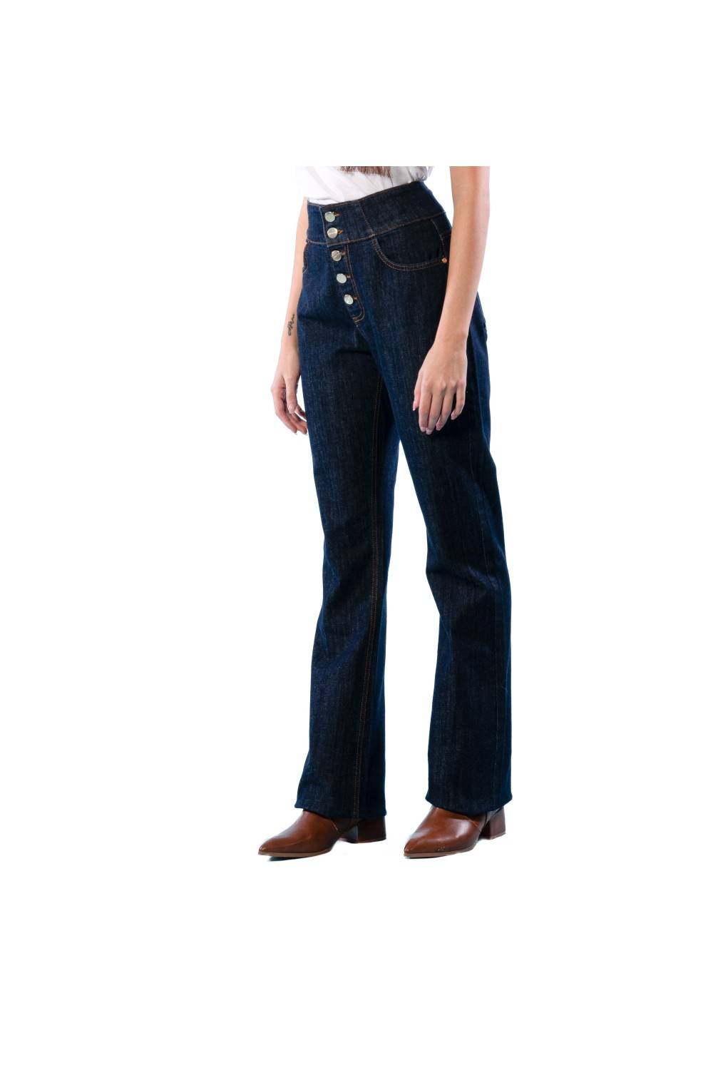 Nualy JEANS A ZAMPA CON BOTTONI Presa
