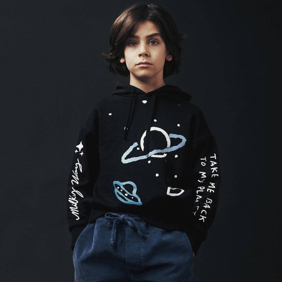 Paolo Pecora Felpa Cappuccio Nera "Space" by Pietro Terzini Sottocosto
