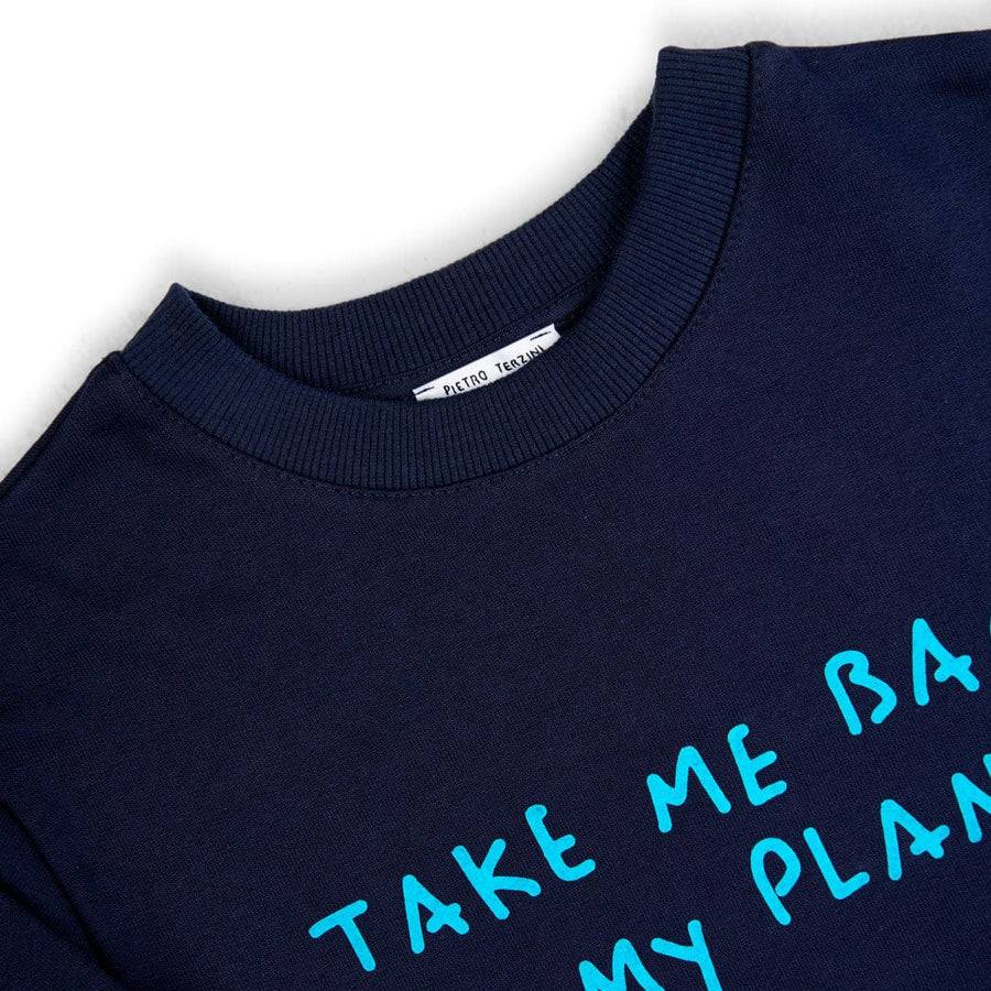 Paolo Pecora Felpa Girocollo Blu Navy "Planet" by Pietro Terzini Offerta