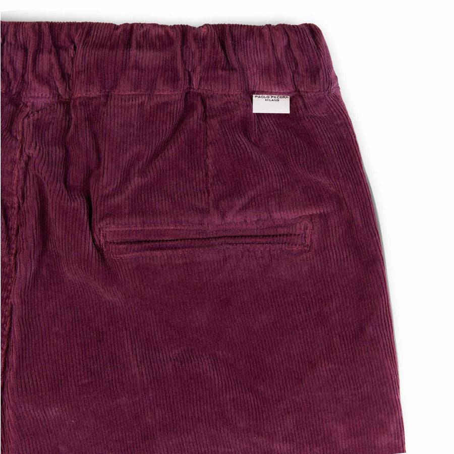 Paolo Pecora Pantaloni Chino Coulisse di Velluto Prugna In Vendita