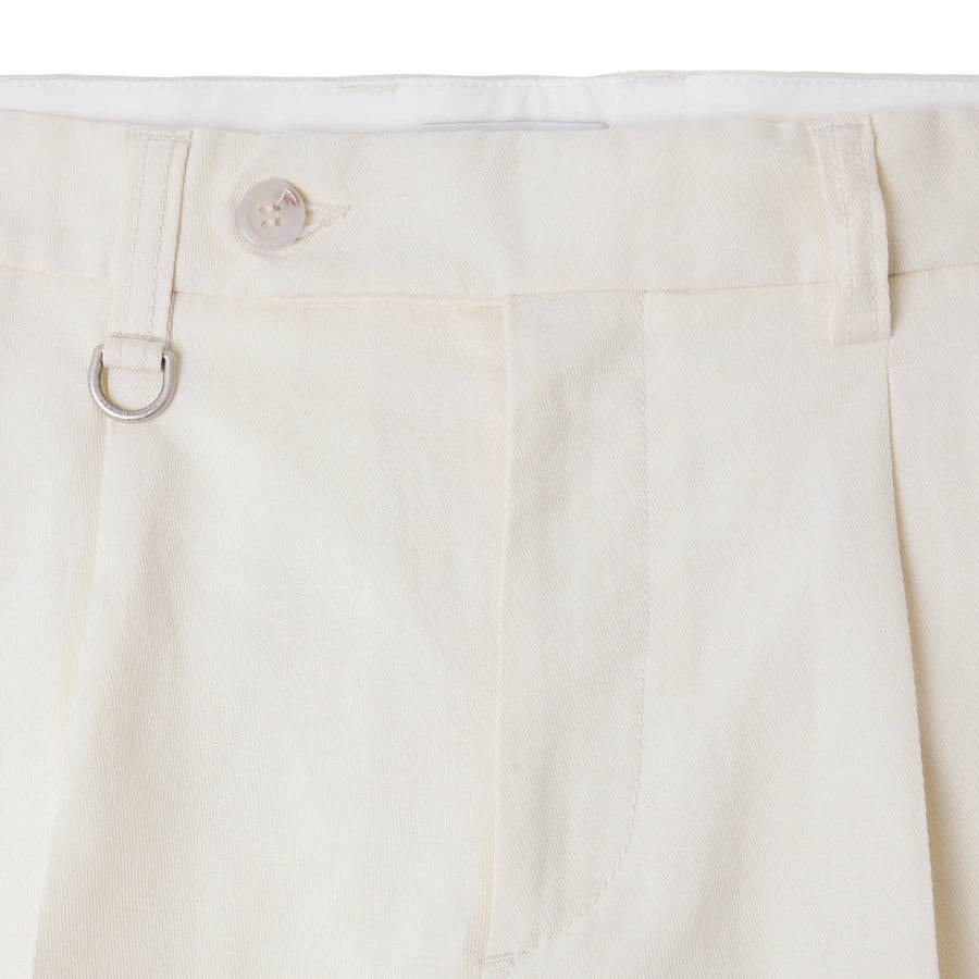 Paolo Pecora Bermuda Sartoriale in Tela di Cotone Lino - Bianco Pezzi Unici