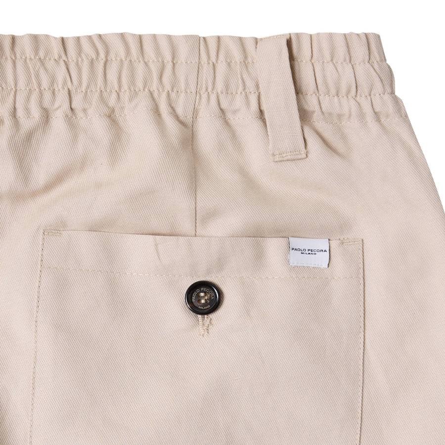 Paolo Pecora Pantalone in Tela di Cotone Lino - Sabbia Convenienza
