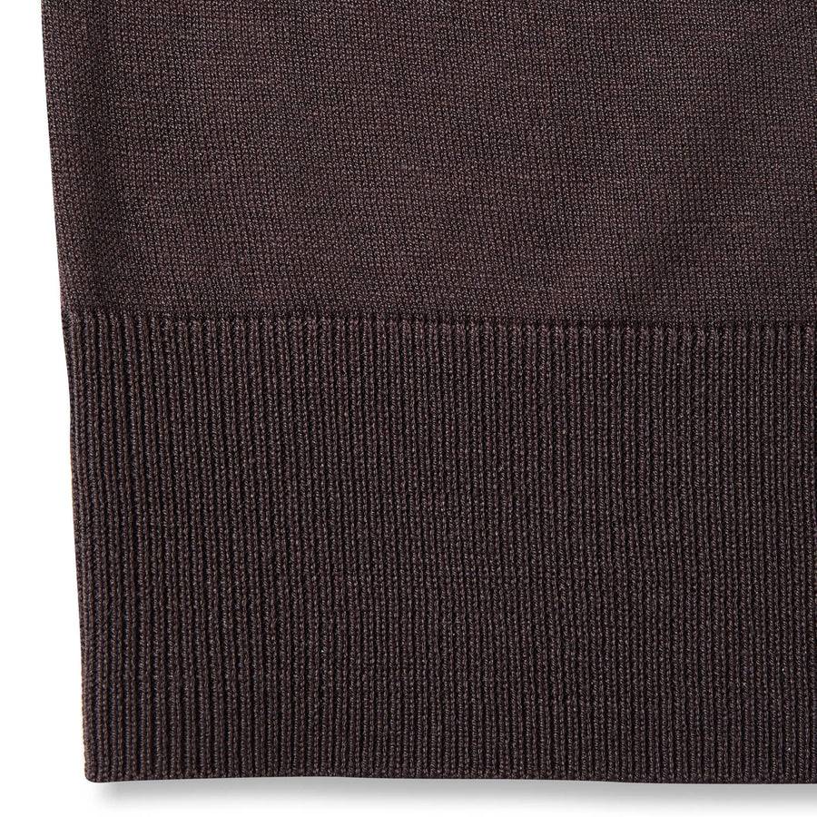 Paolo Pecora Maglia Girocollo in Seta Cotone Extrafine - Ebano Sconto