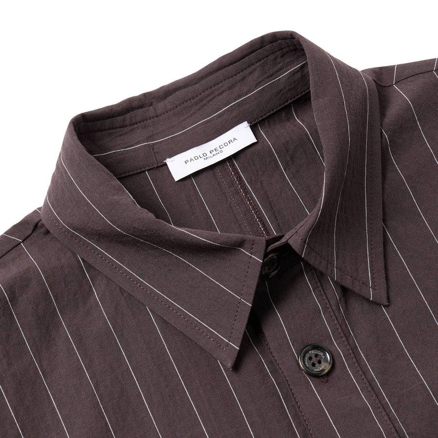 Paolo Pecora Overshirt Seersucker Gessato - Ebano Offerta