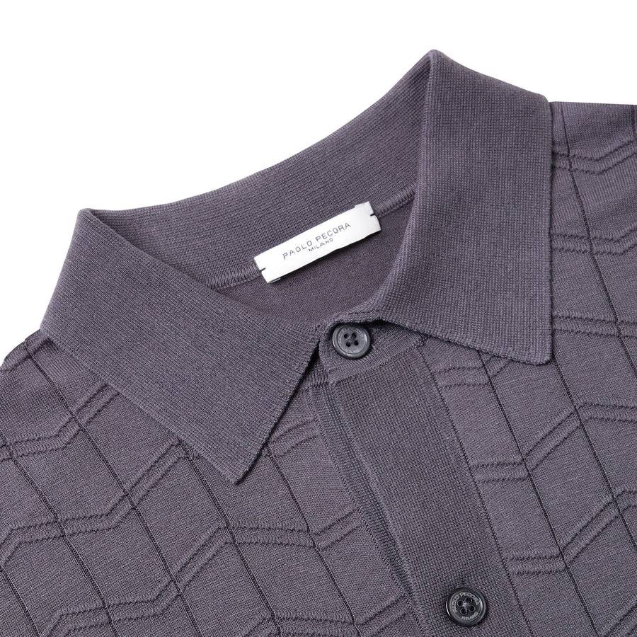 Paolo Pecora Maglia in Seta Cotone Extrafine - Grigio Antracite Chevron Outlet