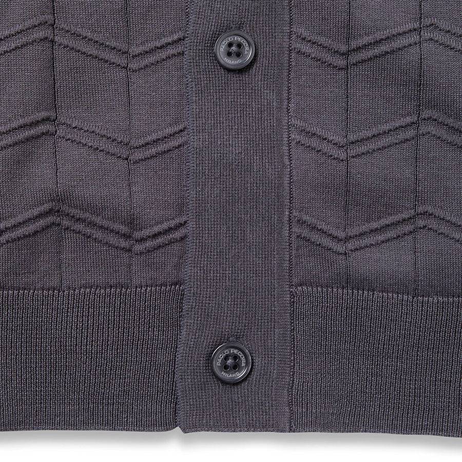Paolo Pecora Maglia in Seta Cotone Extrafine - Grigio Antracite Chevron Outlet