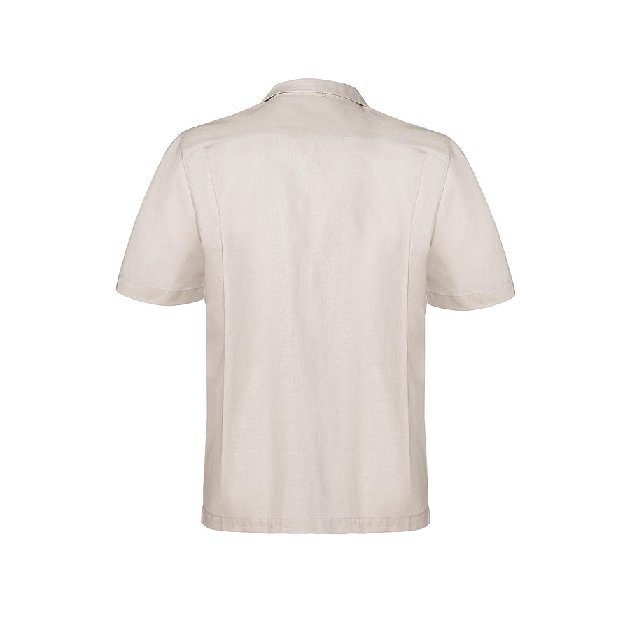 Paolo Pecora Camicia Regular in Lino Beige con Bottoni Negozio