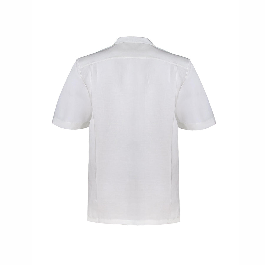 Paolo Pecora Camicia Regular in Lino con Bottoni Panna In Saldo