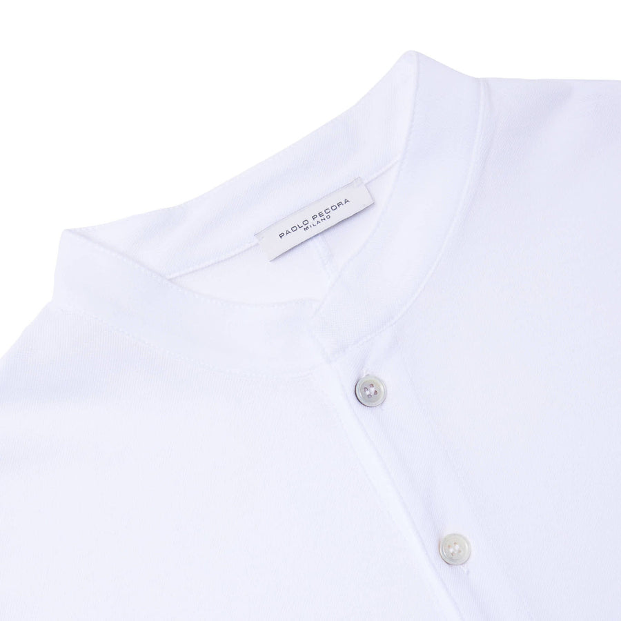 Paolo Pecora Polo Coreana in Cotone Piquet - Bianco Italia