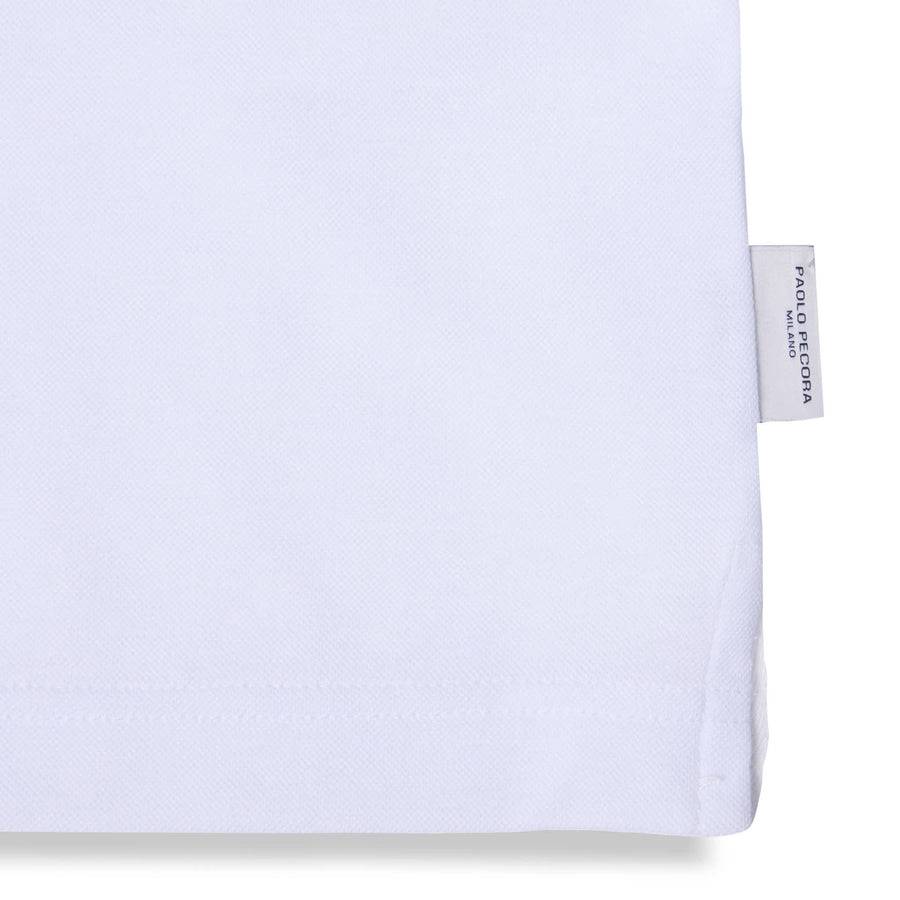 Paolo Pecora Polo Coreana in Cotone Piquet - Bianco Italia