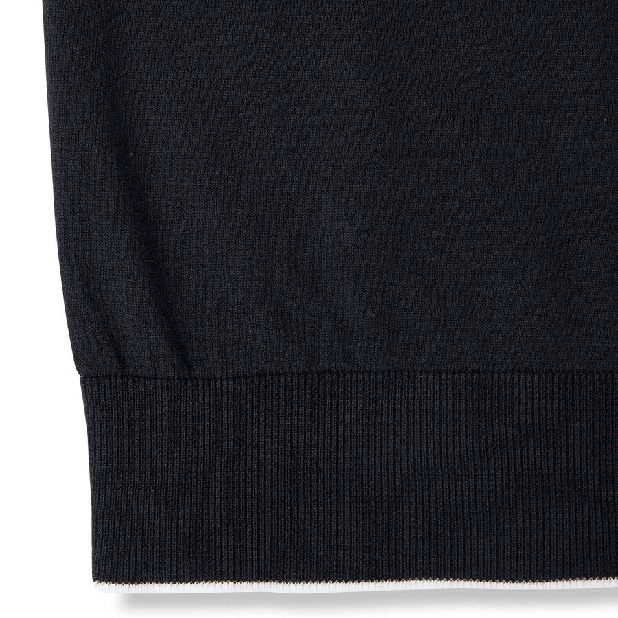 Paolo Pecora Maglia Girocollo in Cotone Extrafine - Nero con Dettagli Bianchi In Linea