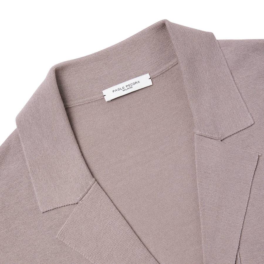 Paolo Pecora Cardigan Collo Giacca in Seta Cotone Extrafine - Tortora Spedizione Gratuita