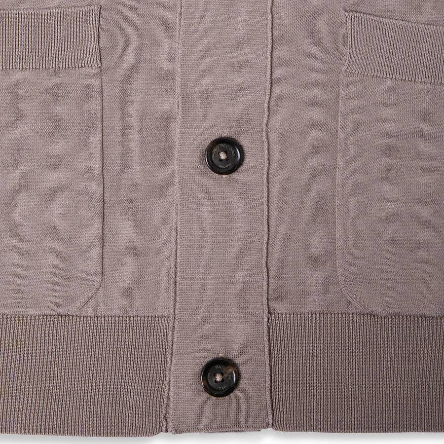 Paolo Pecora Cardigan Collo Giacca in Seta Cotone Extrafine - Tortora Spedizione Gratuita