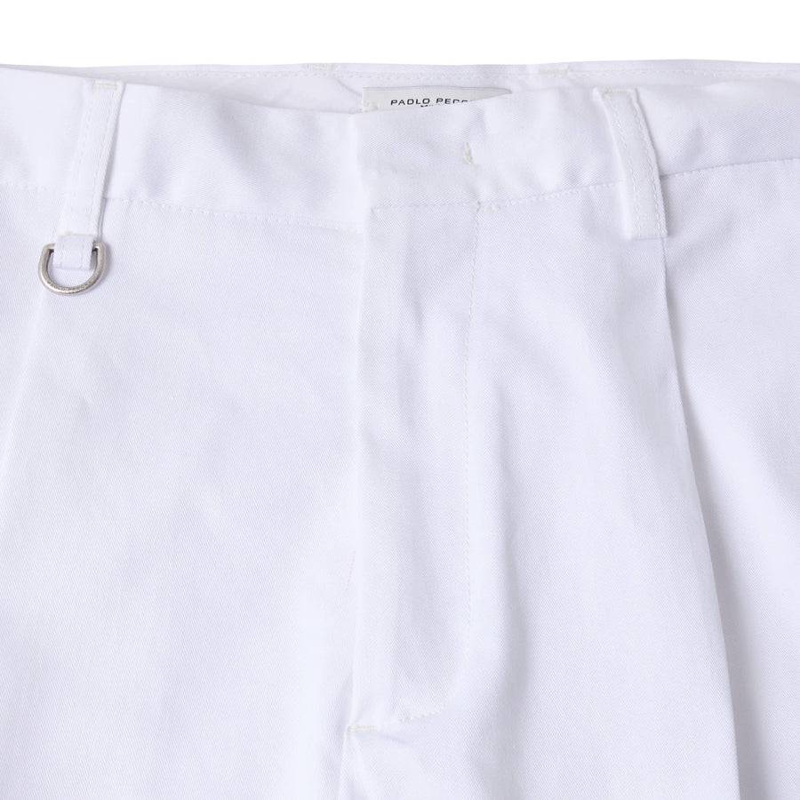 Paolo Pecora Chino Sartoriale in Gabardina di Cotone - Bianco Pezzi Unici