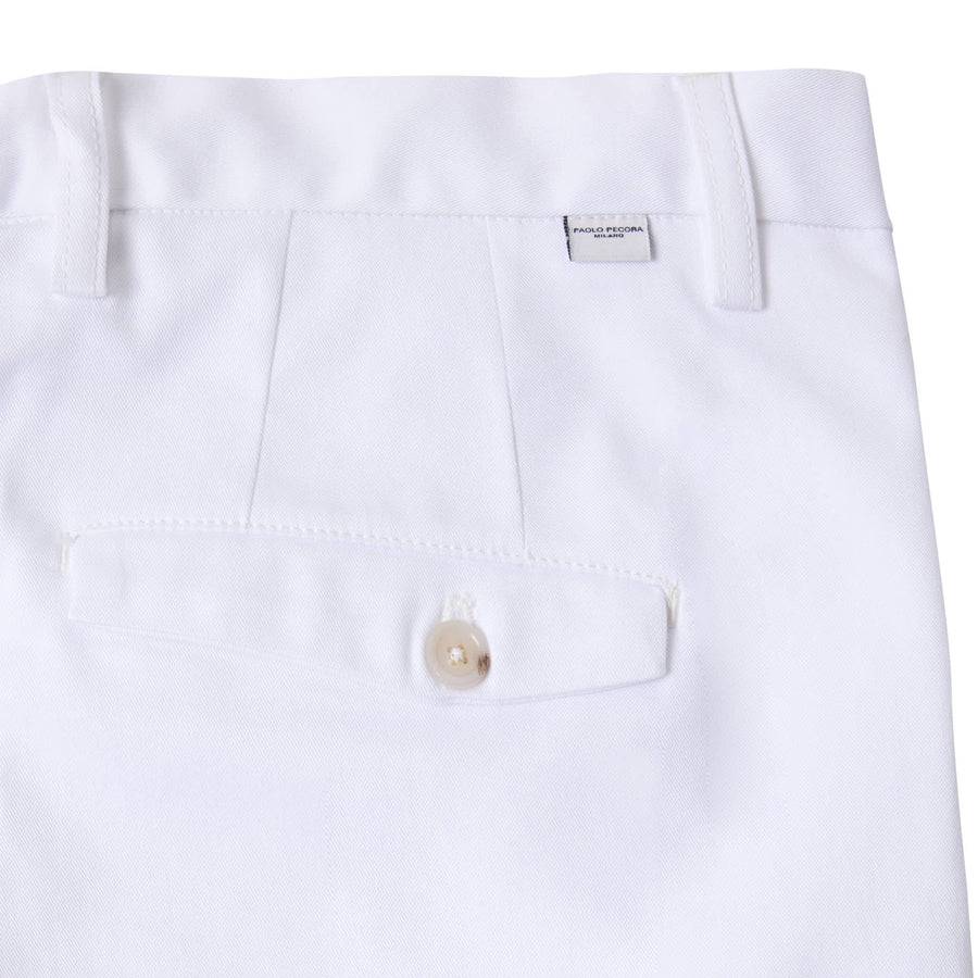 Paolo Pecora Chino Sartoriale in Gabardina di Cotone - Bianco Pezzi Unici