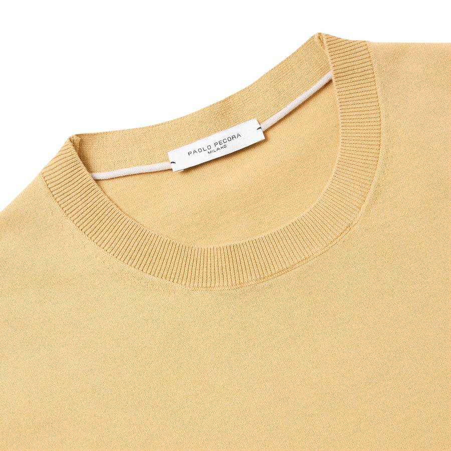 Paolo Pecora Maglia Girocollo in Puro Cotone Extrafine - Curry Qualità Garantita