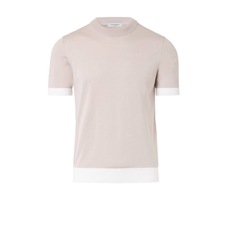 Paolo Pecora Maglia in Seta Cotone Extrafine - Eleganza Sabbia Shopping Online