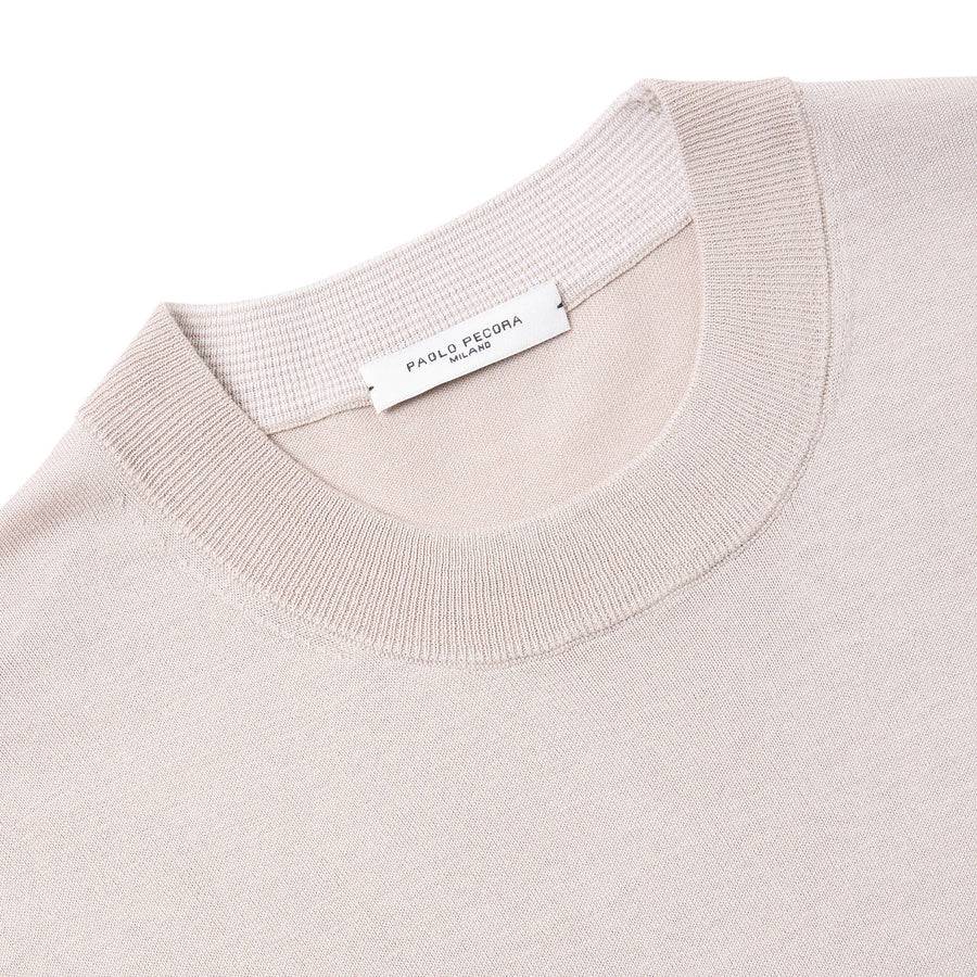Paolo Pecora Maglia in Seta Cotone Extrafine - Eleganza Sabbia Shopping Online