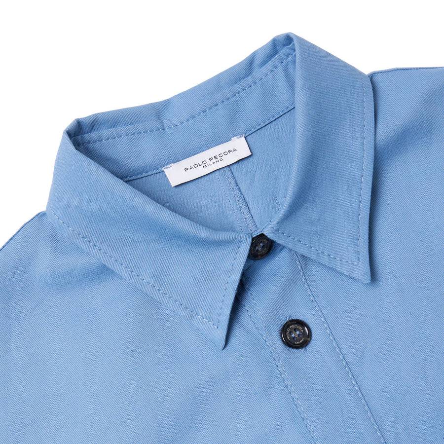 Paolo Pecora Overshirt Mezza Manica - Azzurro Polvere Sottocosto