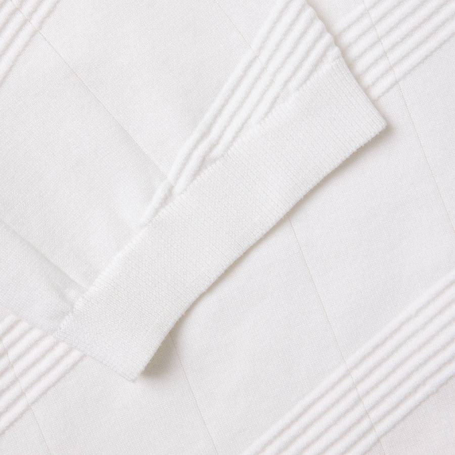 Paolo Pecora Maglia in Cotone Crepe Extrafine - Bianco Motivo Diagonale Convenienza
