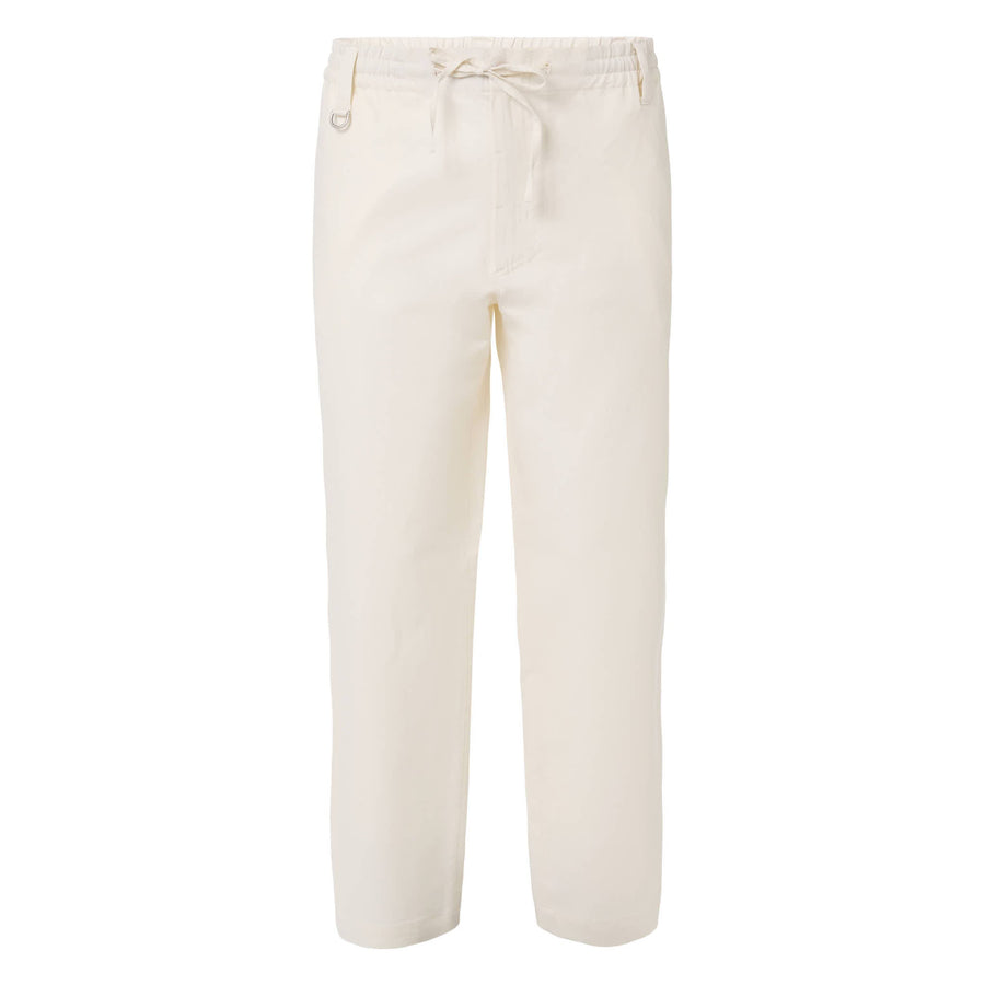 Paolo Pecora Pantaloni in Tela di Cotone Lino - Bianco Ecru Presa