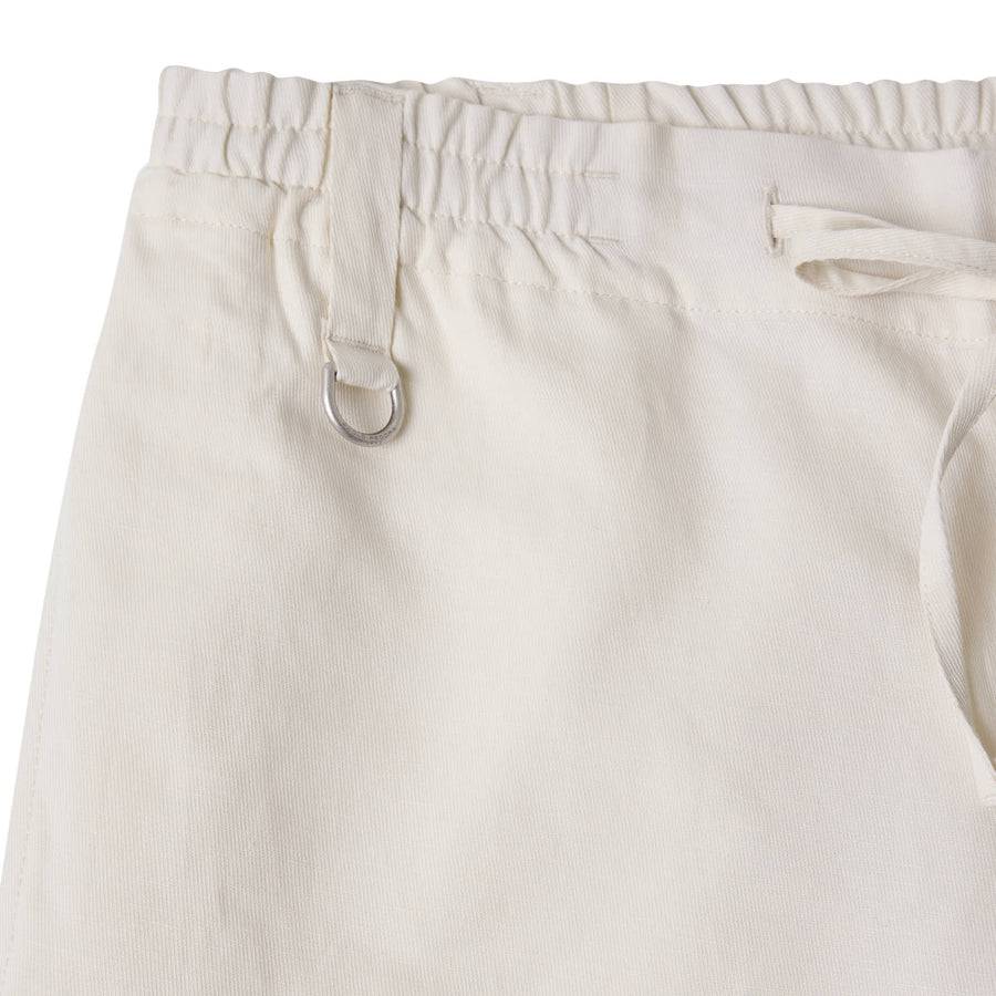 Paolo Pecora Pantaloni in Tela di Cotone Lino - Bianco Ecru Presa