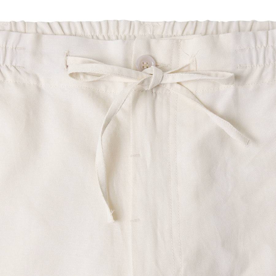Paolo Pecora Pantaloni in Tela di Cotone Lino - Bianco Ecru Presa