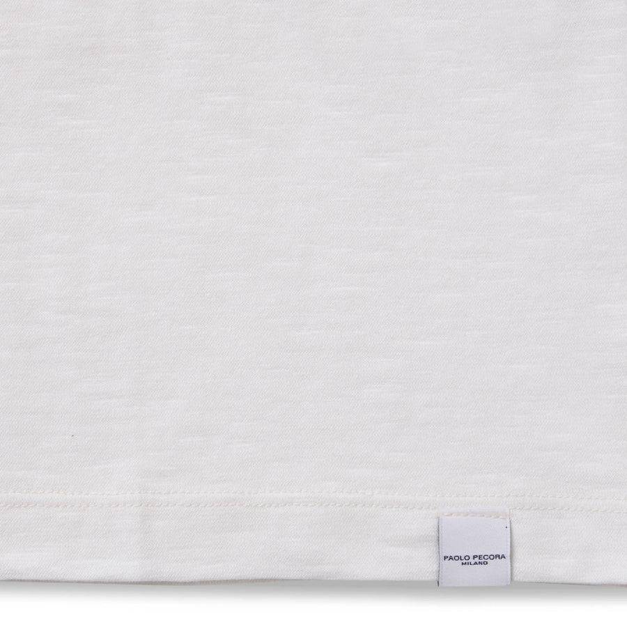 Paolo Pecora T-shirt Jersey Cotone Lino - Bianca Sconto