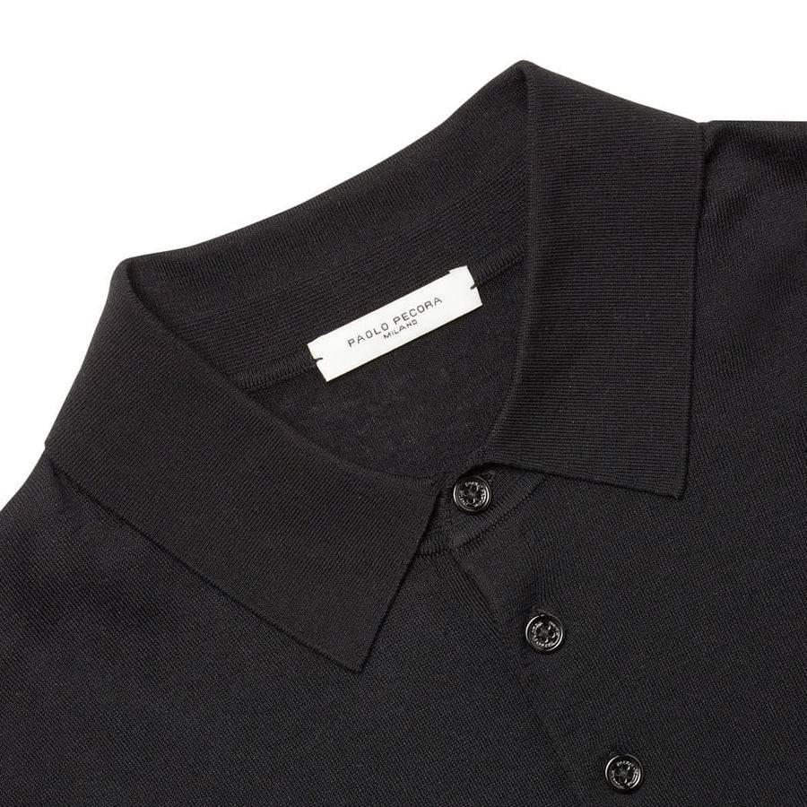 Paolo Pecora Polo in Maglia Nera di Seta Cotone Extrafine I Più Venduti