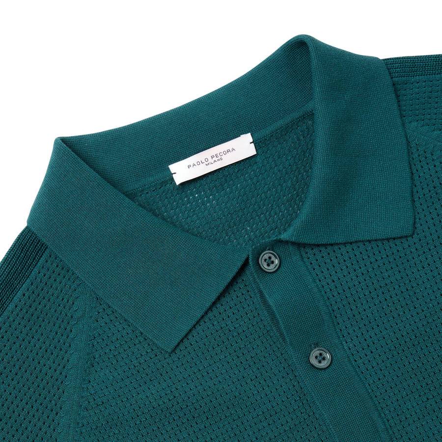 Paolo Pecora Maglia in Cotone Crepe Extrafine - Verde Malachite Vendita