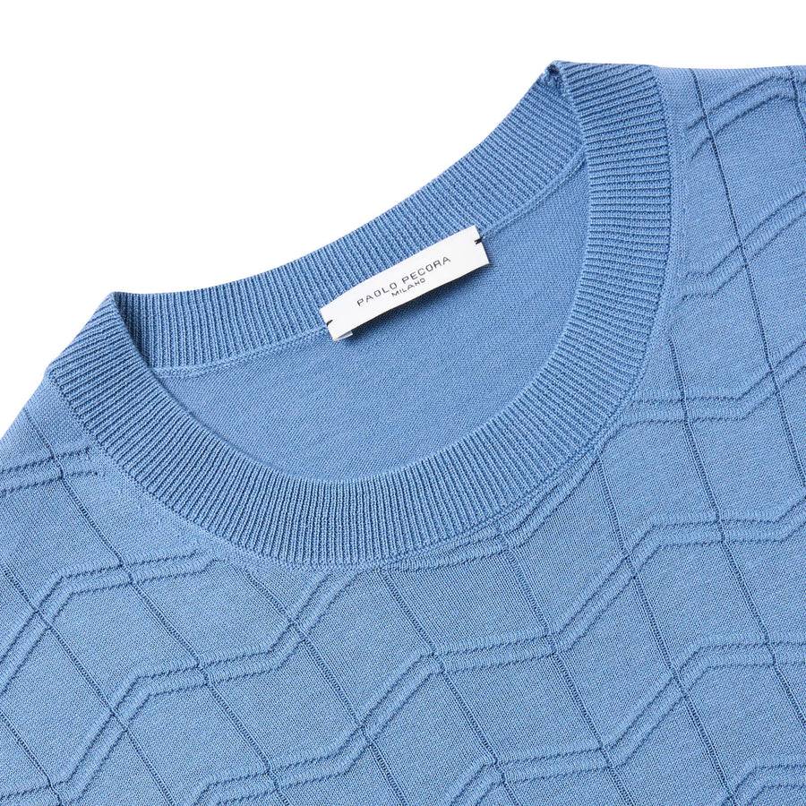 Paolo Pecora Maglia Chevron Seta Cotone- Azzurro Promozione