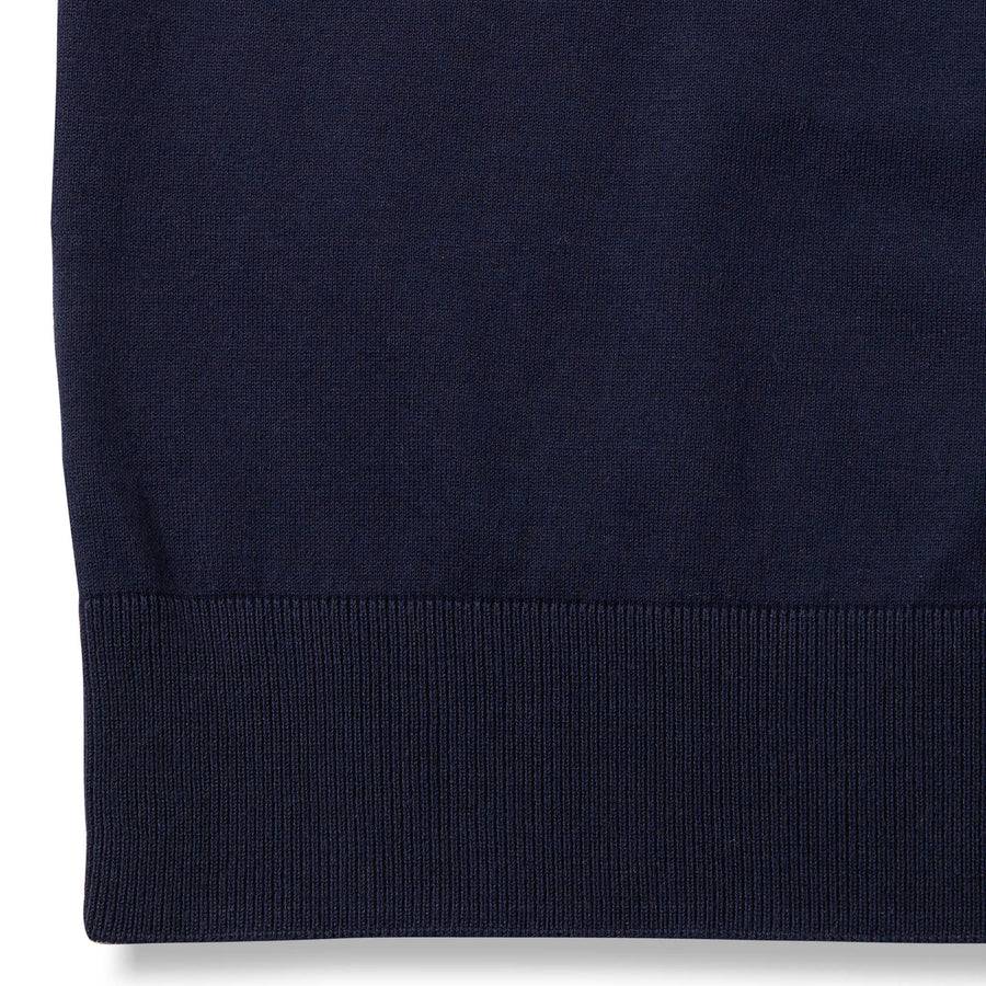 Paolo Pecora Maglia Girocollo in Puro Cotone Extrafine - Blu Navy con Dettagli Bianchi Soddisfazione Garantita
