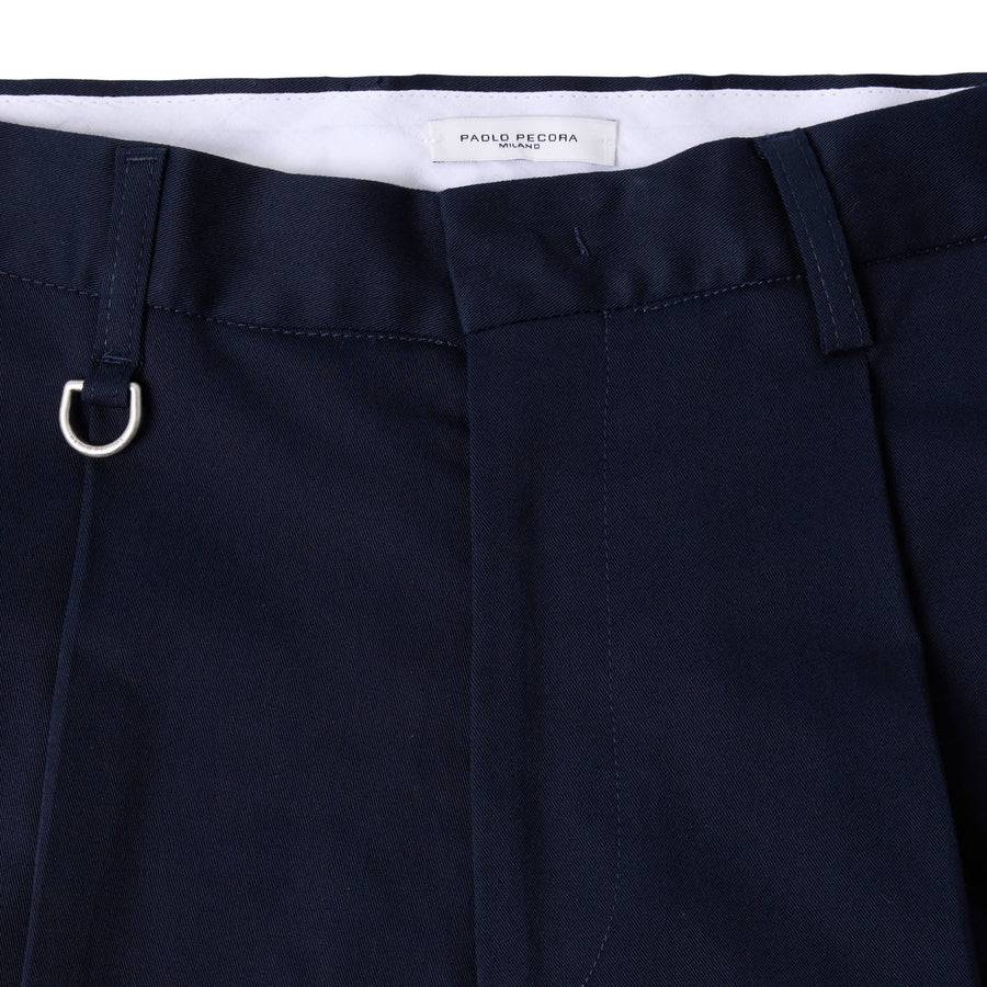 Paolo Pecora Chino Sartoriale in Gabardina di Cotone - Blu Navy Negozi Online