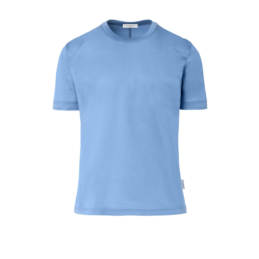 Paolo Pecora T-Shirt in Jersey Lucido - Azzurro Polvere Acquista Ora