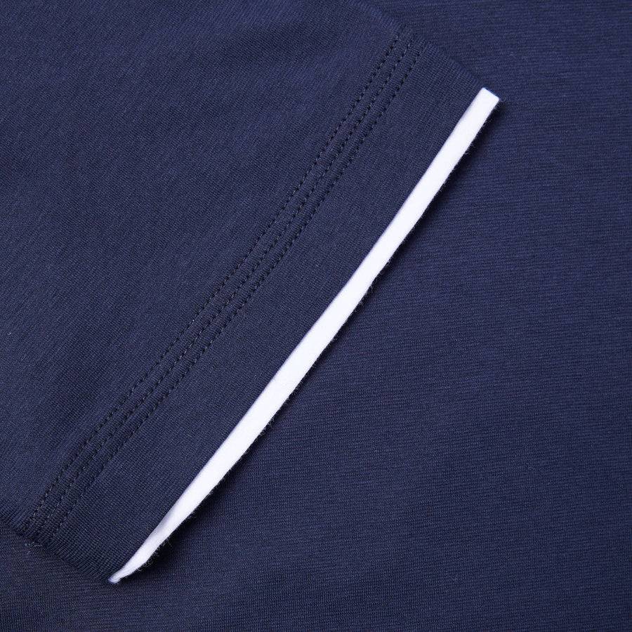 Paolo Pecora T-Shirt in Jersey e Contrasti - Blu Navy Consegna Veloce
