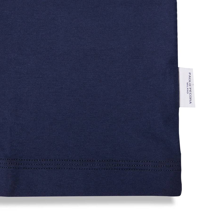 Paolo Pecora T-Shirt in Jersey e Contrasti - Blu Navy Consegna Veloce