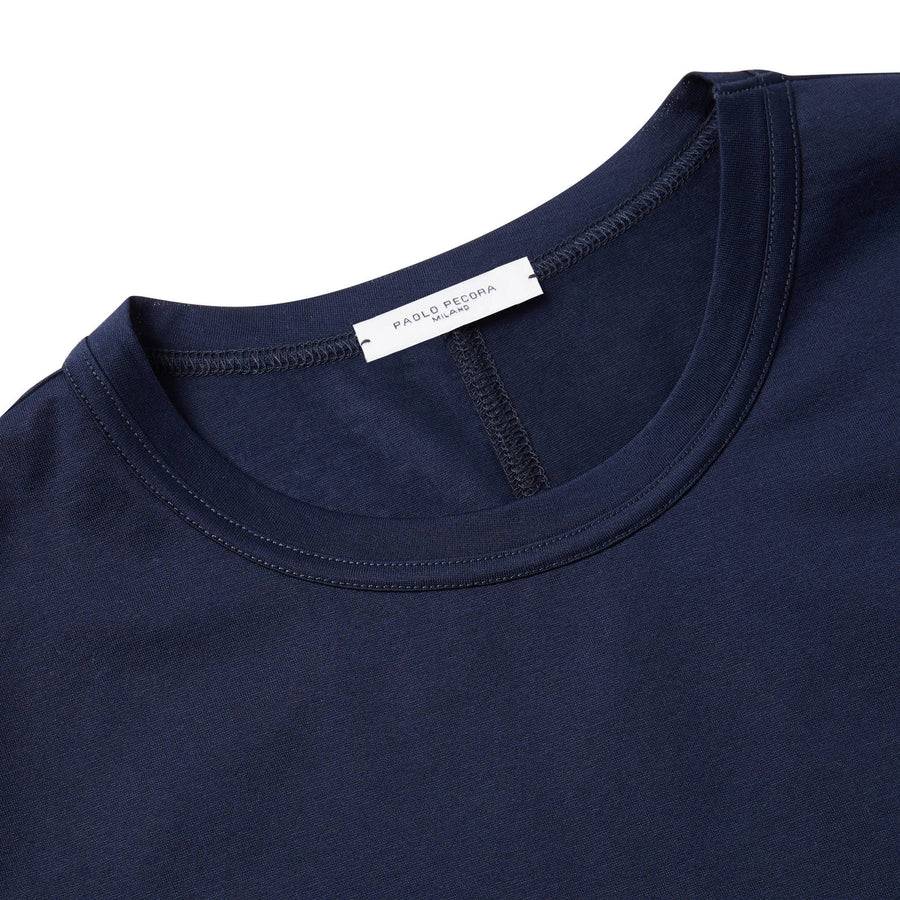 Paolo Pecora T-Shirt in Jersey Lucido - Blu Navy Promozione Limitata