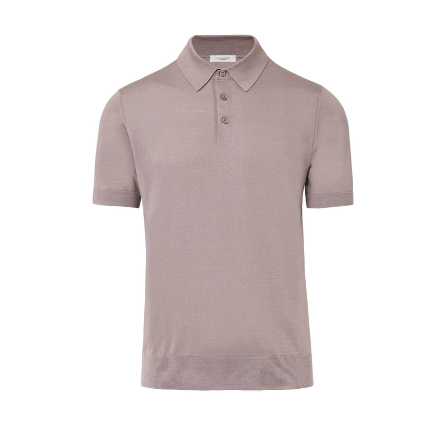 Paolo Pecora Polo Manica Corta in Seta Cotone Extrafine - Tortora Shopping Online