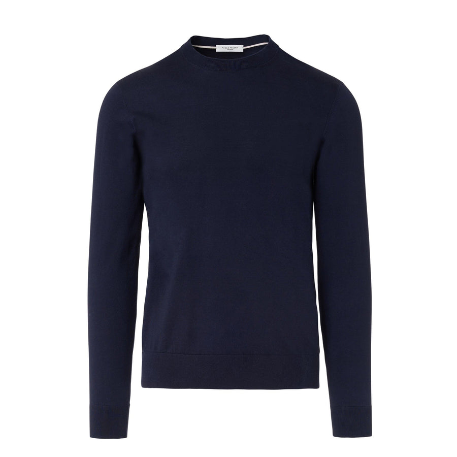 Paolo Pecora Maglia Manica Lunga in Puro Cotone Extrafine - Blu Affare Del Giorno