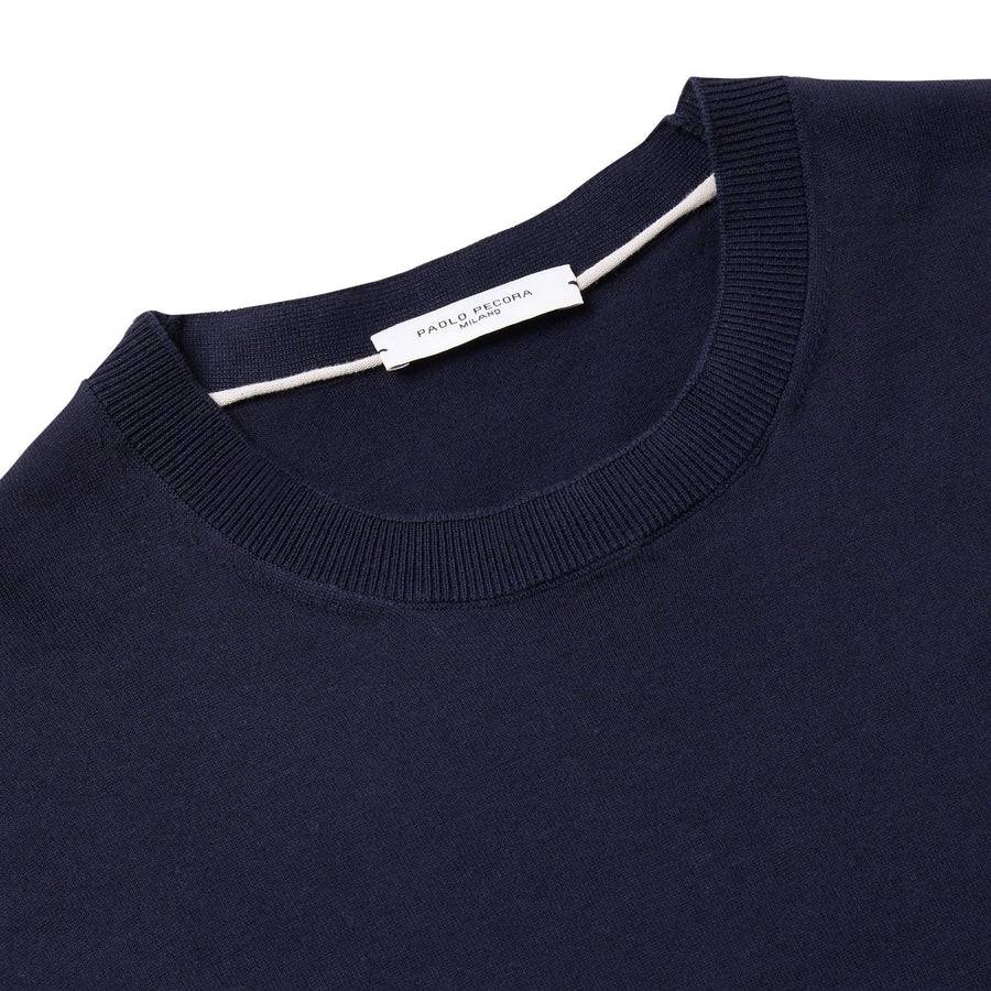 Paolo Pecora Maglia Manica Lunga in Puro Cotone Extrafine - Blu Affare Del Giorno