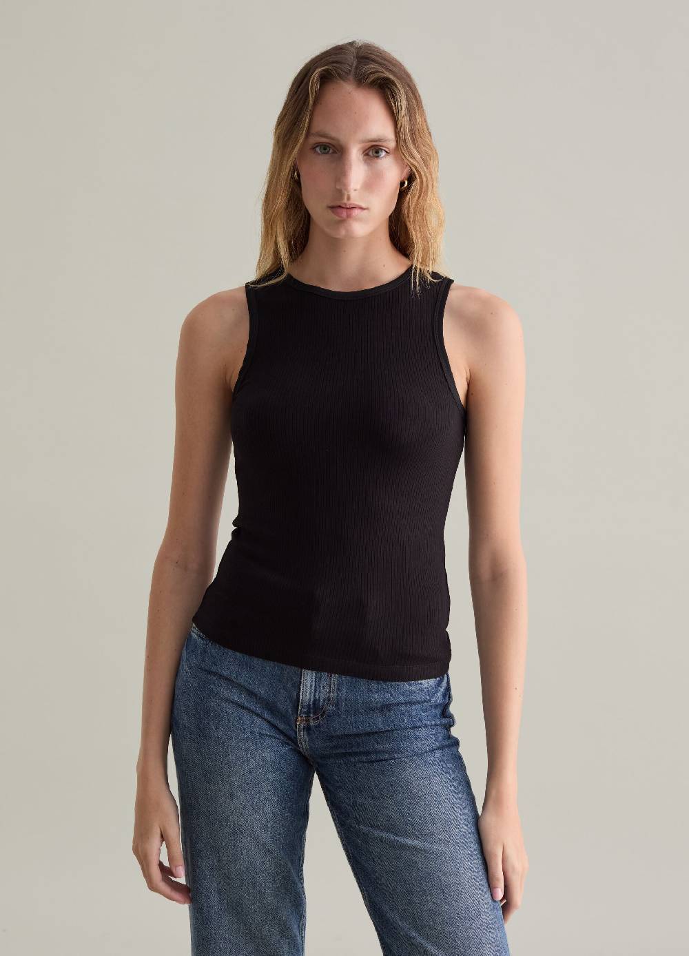 PIOMBO Tank top in viscosa stretch a costine Soddisfazione Garantita
