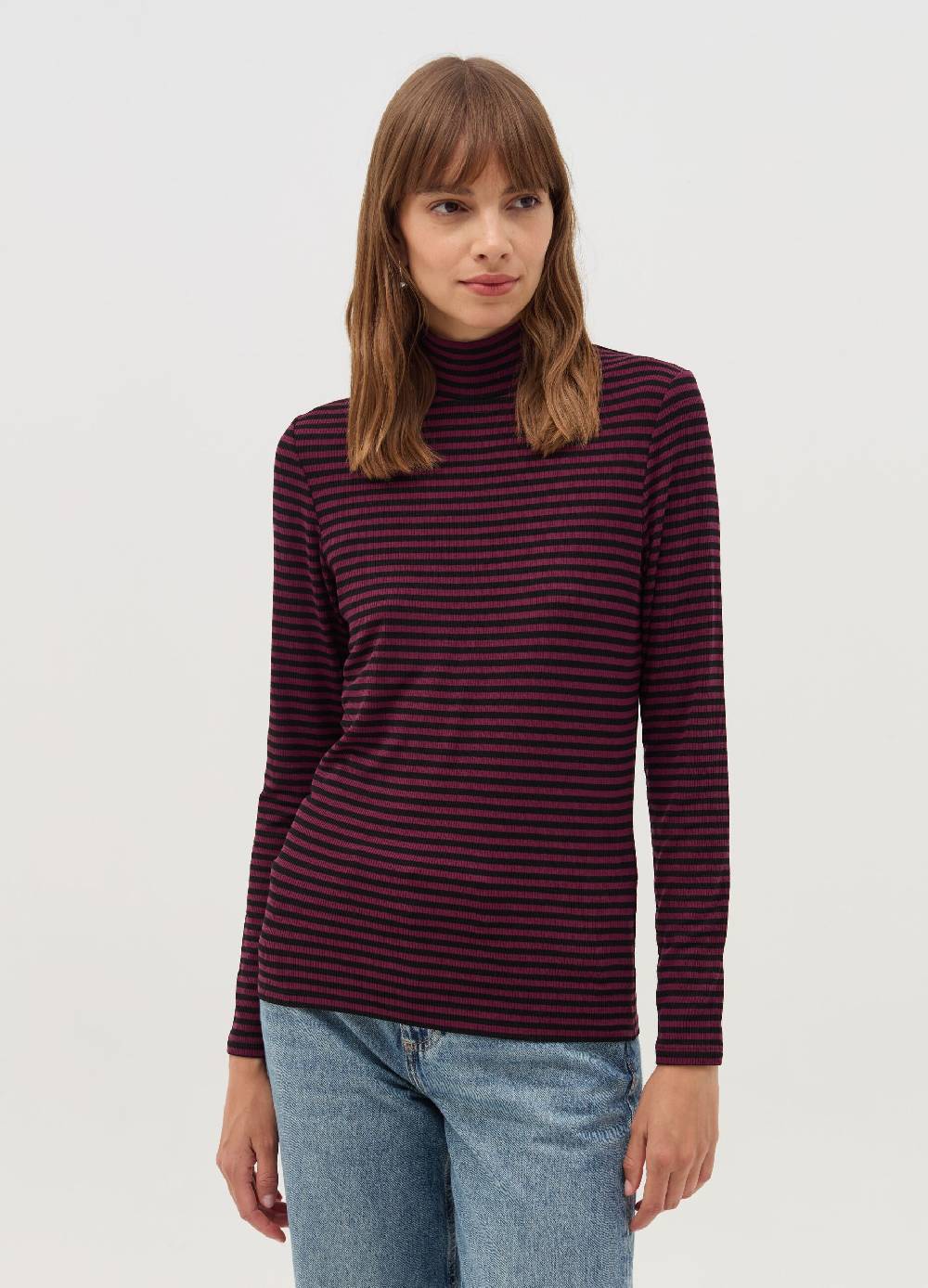 OVS T-shirt a righe mock neck Negozi Online