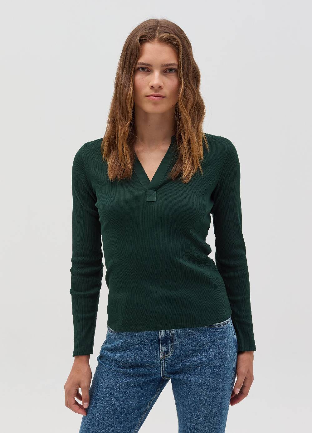 OVS T-shirt a costine sottili con scollo a V Consegna Veloce