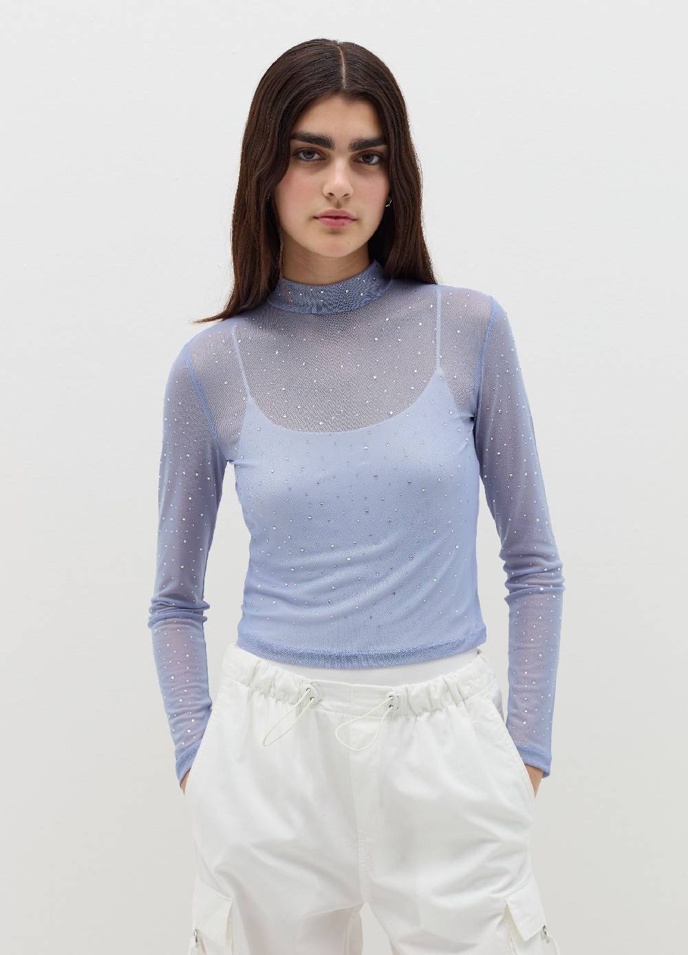 B. ANGEL T-shirt in mesh con strass all-over Affare Del Giorno